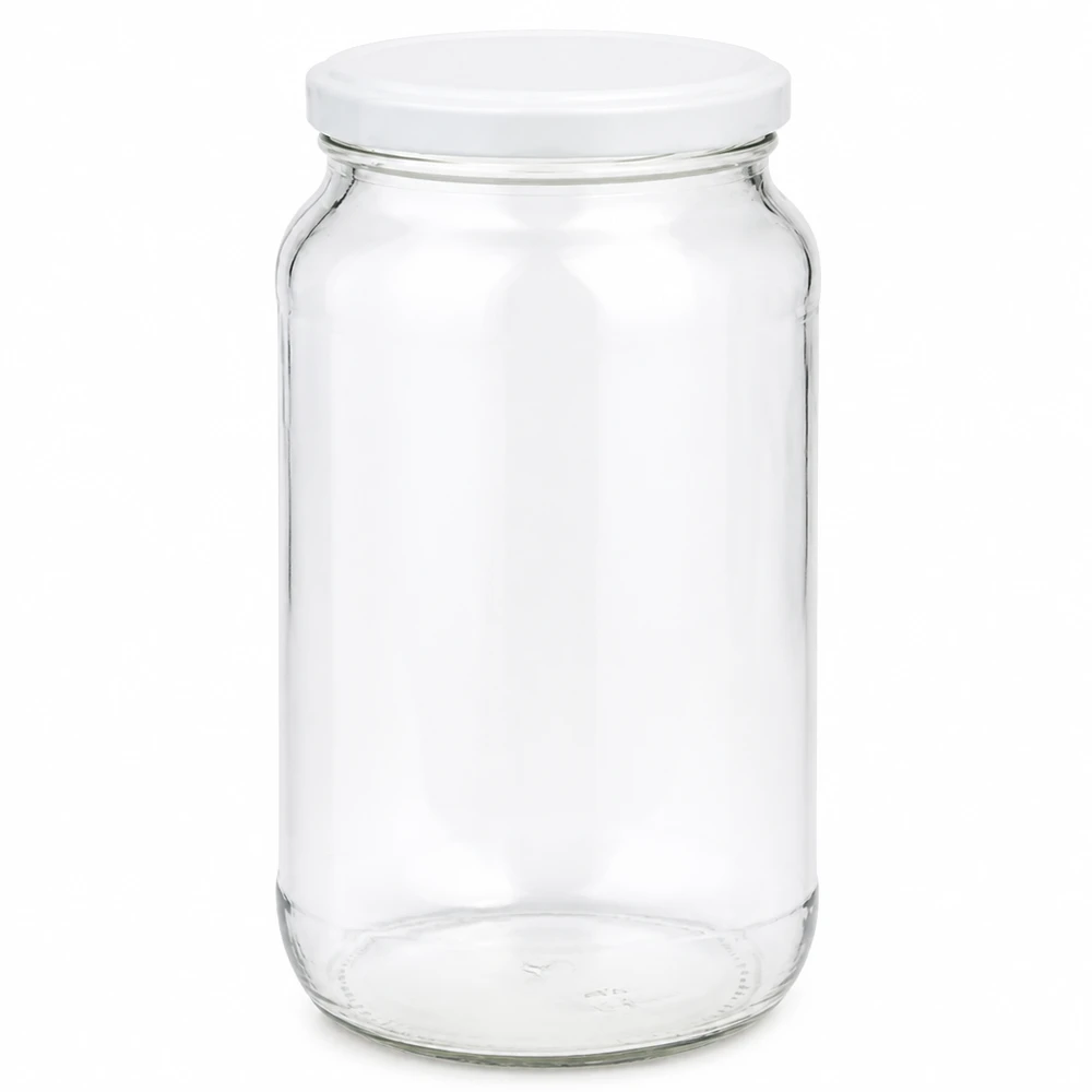 1062ml Rundglas mit weißem BasicSeal Deckel UNiTWIST Verschluss Vorratsglas Einmachglas transparent