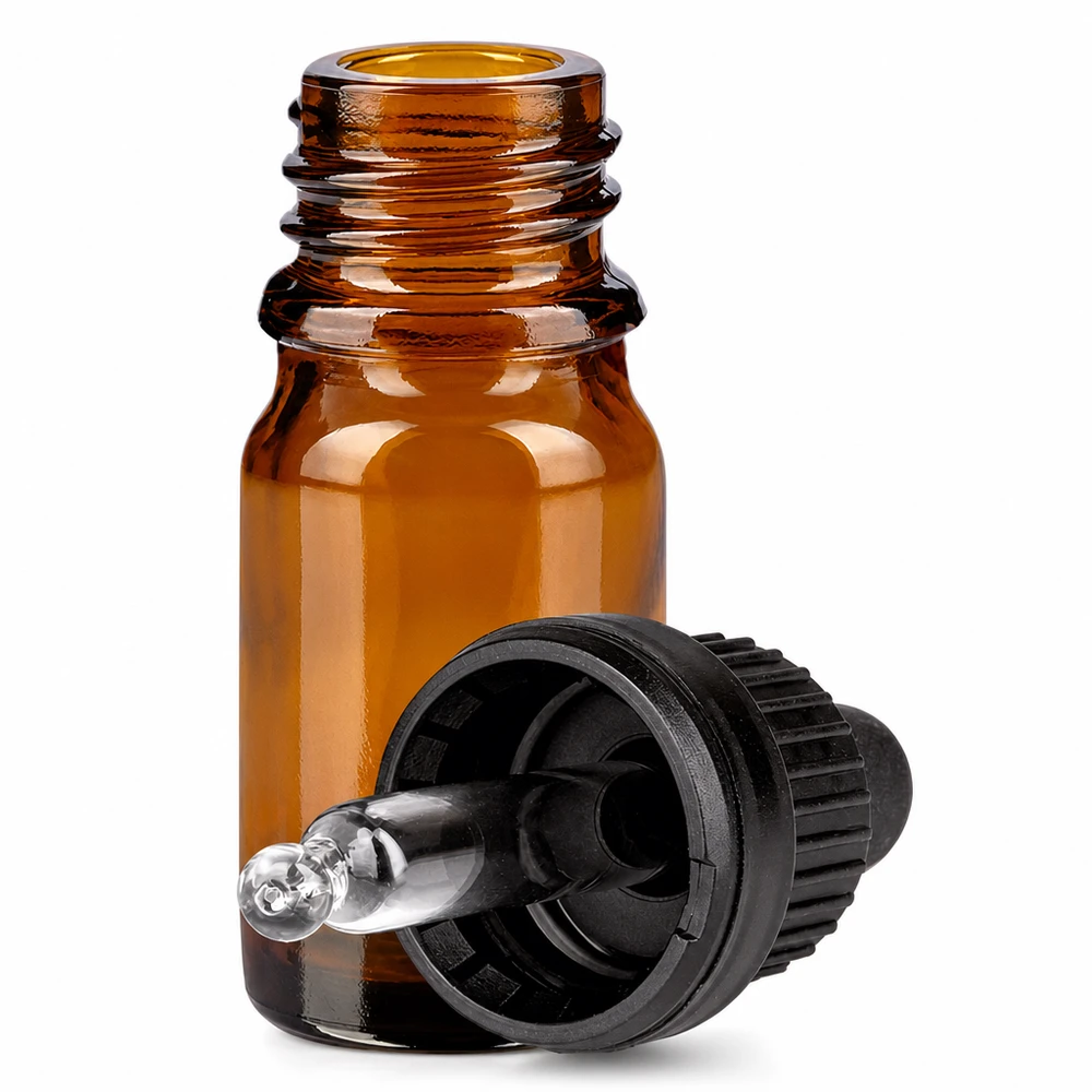 5ml pipetovací láhev černá s uzávěrem proti neoprávněné manipulaci BrownLine UT18/5 Professional 5ml Tropferflasche braun mit ergonomischem schwarzen Pipettenaufsatz