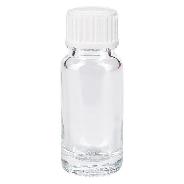 Lékárenská lahvička čirá 10ml se šroubovacím uzávěrem bílá standardní