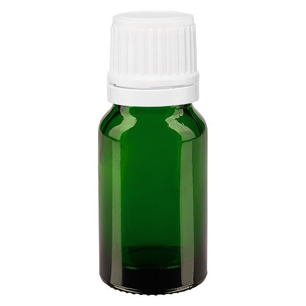 Lékárenská lahvička zelená 10ml šroubovací uzávěr bílý uzávěr proti neoprávněné manipulaci. Lékárenská lahvička zelená 10ml šroubovací uzávěr bílý uzávěr proti neoprávněné manipulaci.