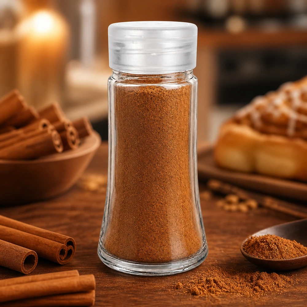 Dóza na sůl/koření 95ml s šejkrem bílá Nachfüllbares Gewürzglas 95ml mit Streufunktion für Zimt Kaffee und Backgewürze
