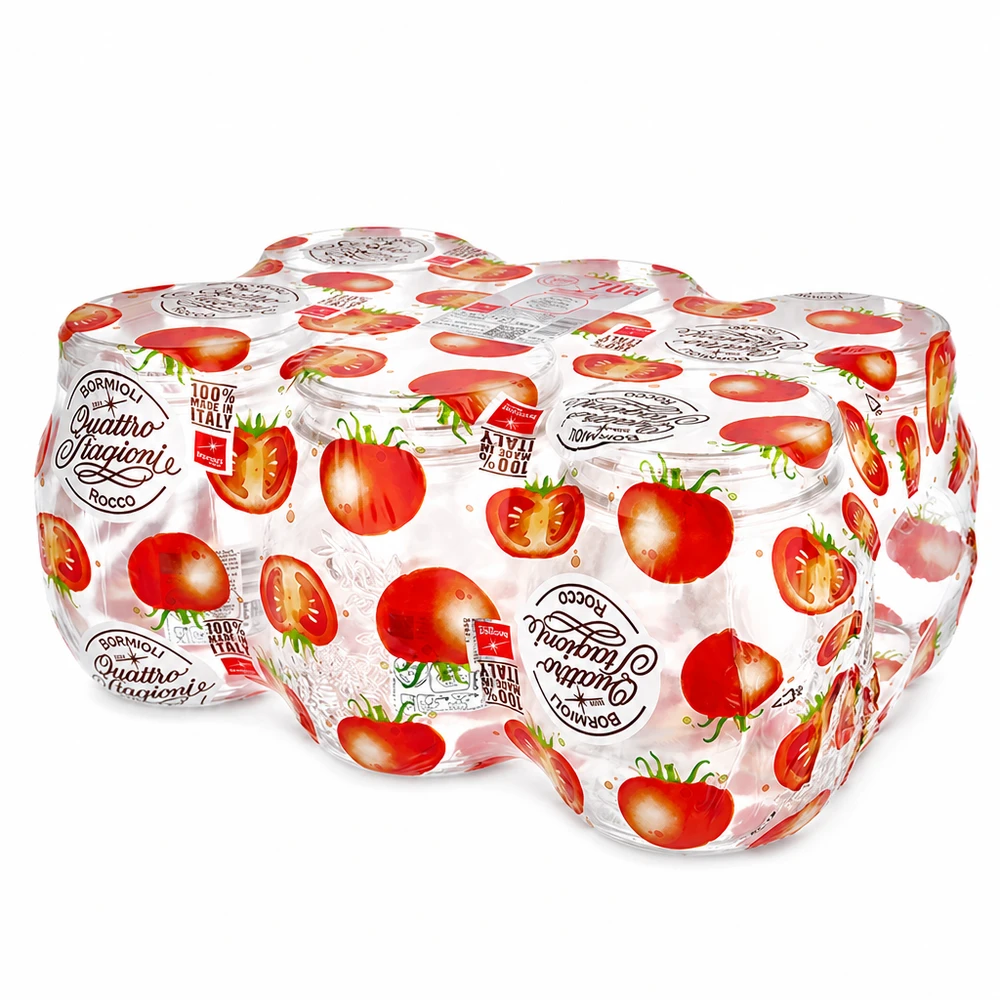 Quattro Stagioni Einmachgläser 700ml mit Tomaten-Design Motiv italienische Haushaltsgläser im 6er Pack