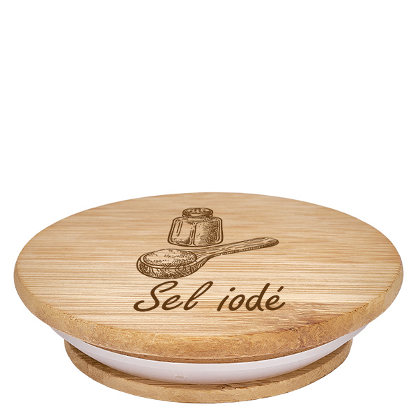 Couvercle en bois "Sel iodé" pro WECK RR60