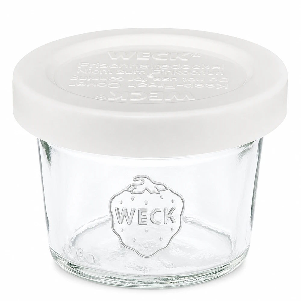 35ml WECK Sturzglas RR40 mit weißem Frischedeckel, kleines Einmachglas aus Glas für Marmelade und Aufstriche