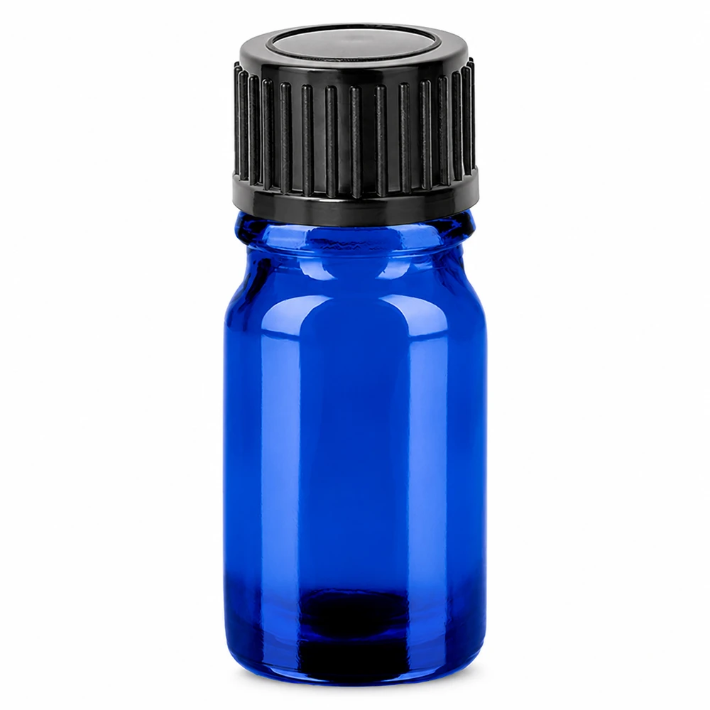 Professionelle Laborflasche 5ml aus getöntem Glas mit sicherem Schraubdeckel schwarz