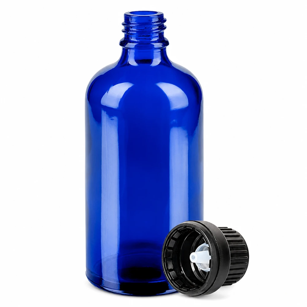 100ml lahvička s kapátkem 2mm černá s uzávěrem odolným proti manipulaci BlueLine UT18/100