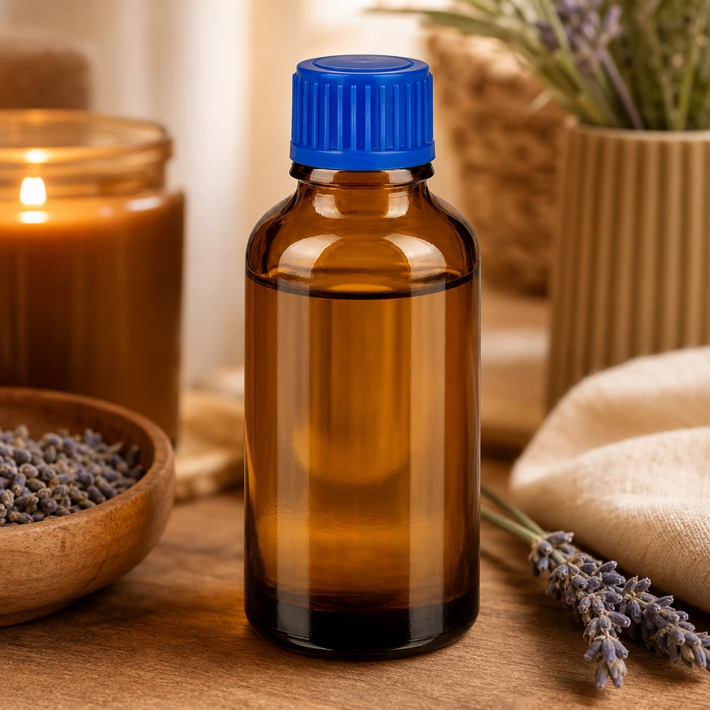 Vielseitige 30ml Braunglasflasche mit blauem Schraubverschluss für DIY-Projekte und Naturkosmetik