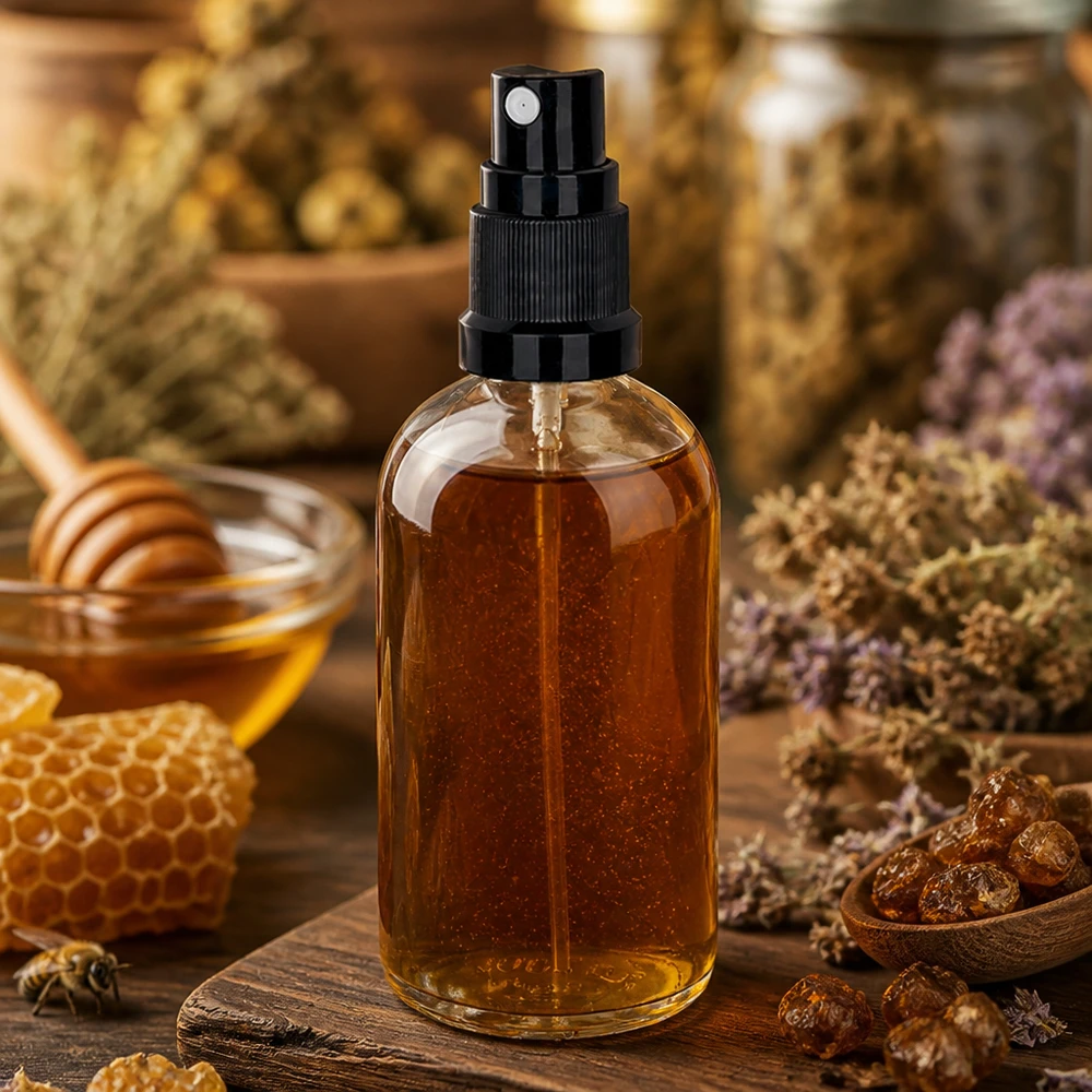 Bernsteinfarbene 100ml Glassprayflasche UT18/100 für ätherische Öle und Naturextrakte