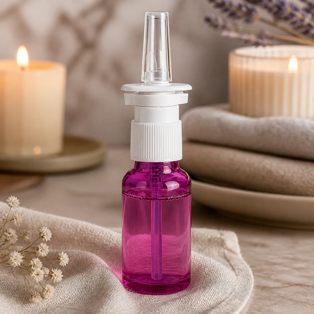 20ml Nasensprayflasche mit robustem Pumpkopf in Purple perfekt für tägliche Nasenpflege