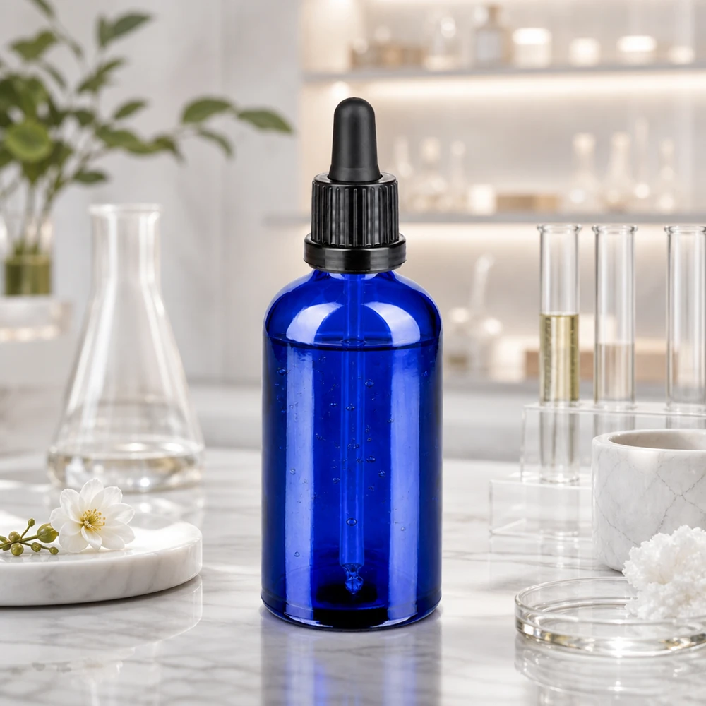 100ml pipetovací láhev černá s uzávěrem proti neoprávněné manipulaci BlueLine UT18/100 Professionelle Glasflasche 100ml mit auslaufsicherer Pipette für sichere Dosierung