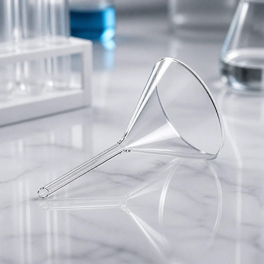 Trychtýř ø100mm borosilikátový úhel 60 krátký styl Professioneller Analysentrichter 60° Winkel ideal für quantitative Analysen im Chemielabor