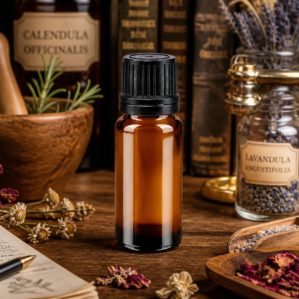 Lékárenská lahvička hnědá 10ml kapátko s nalévacím kroužkem 1mm černý uzávěr proti neoprávněné manipulaci. Professionelle Apotheken-Tropfflasche 10ml braun mit präzisem 1mm Tropfeinsatz und OV-Deckel
