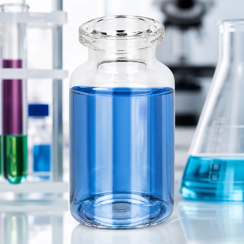 Injekční láhev z čirého skla 10ml Sterilisierbare Injektionsflasche 10ml aus Klarglas mit großem Füllvolumen und engem Flaschenhals