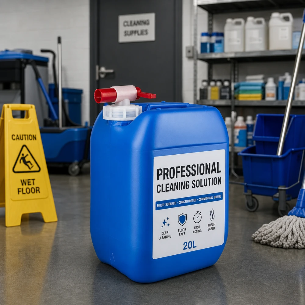 Kanystr 10 litrů modrý s vypouštěcím kohoutkem 10 Liter Flüssigkeitsbehälter blau mit Auslaufhahn für den Hausmeisterservice