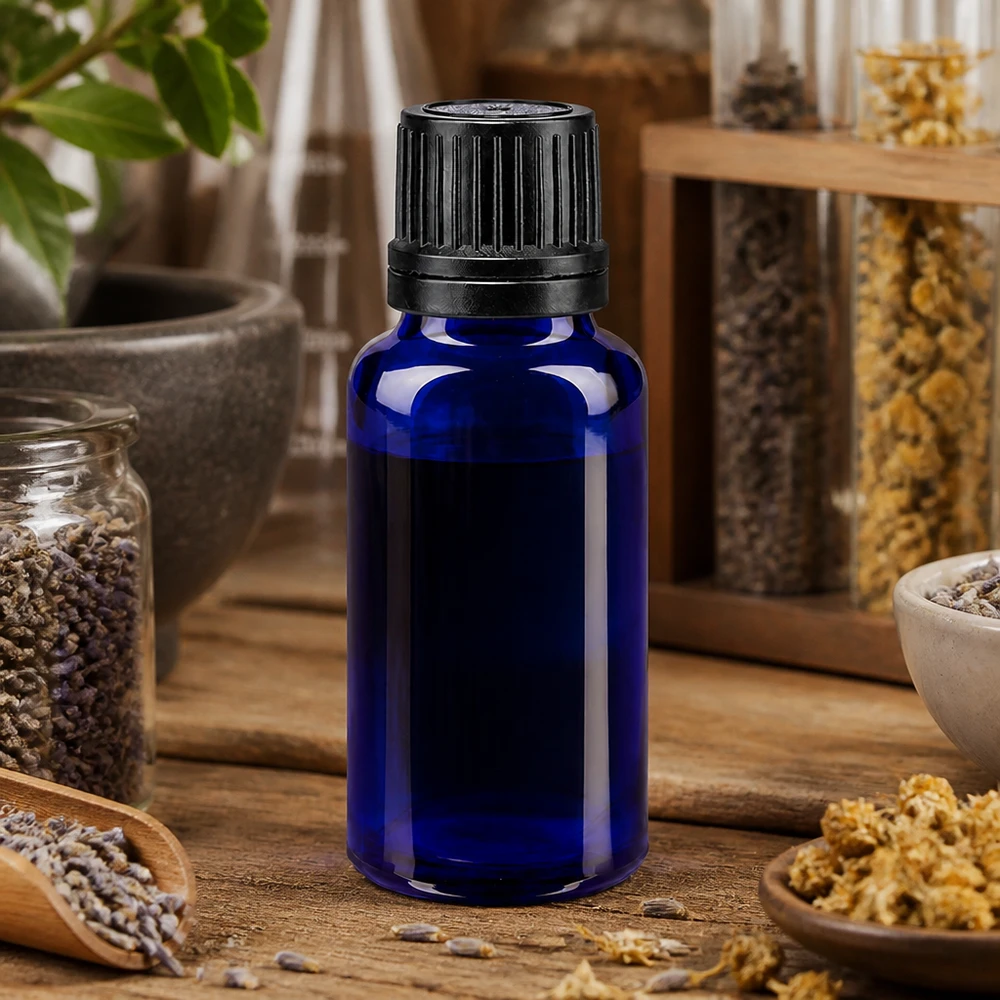 Hochwertige ApoGlas Tropfflasche 20ml blau mit präzisem 0,9mm Tropfer für Naturheilkunde
