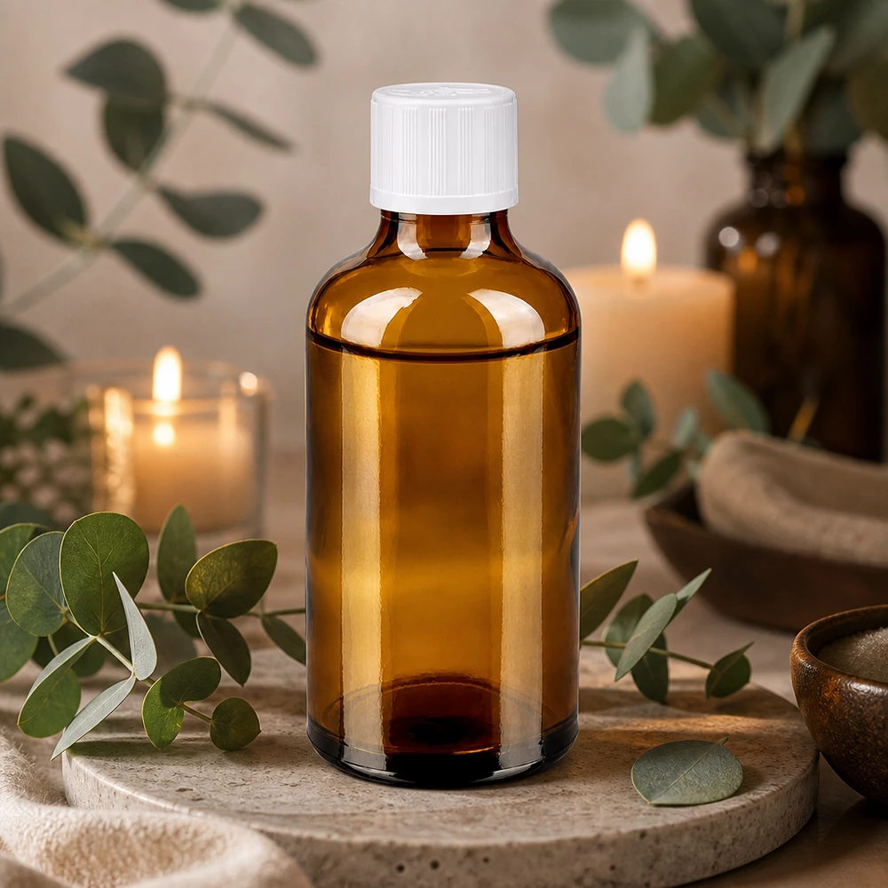 50ml Apothekerflasche aus Braunglas mit weißem Kindersicherheitsverschluss für Naturprodukte