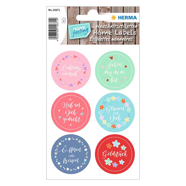 Samolepka &quot;Darling&quot; (12 samolepek s t&#345;pytkami) &#248;34mm