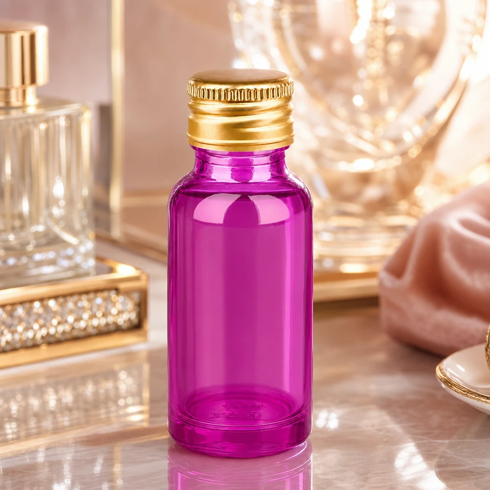 20ml lahvička PurpleLine se šroubovacím uzávěrem 11 mm hliníková zlatá standardní. UT18/20 20ml Violettglas mit Aluminiumverschluss Gold bietet optimalen Lichtschutz für empfindliche Inhalte