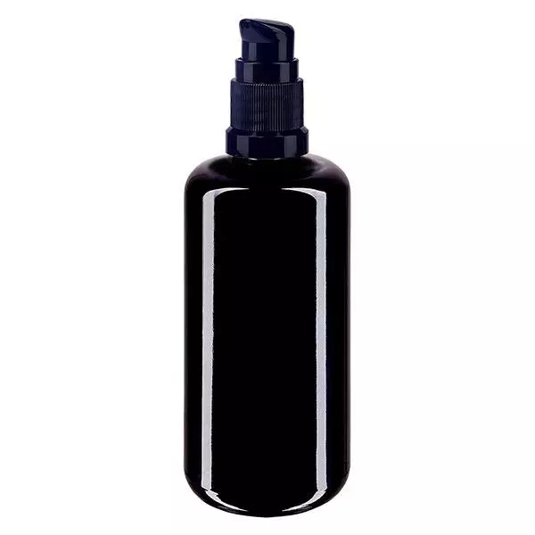 Lékárenská láhev violet 200ml uzávěr pumpy černá standardní Lékárenská láhev violet 200ml uzávěr pumpy černá standardní