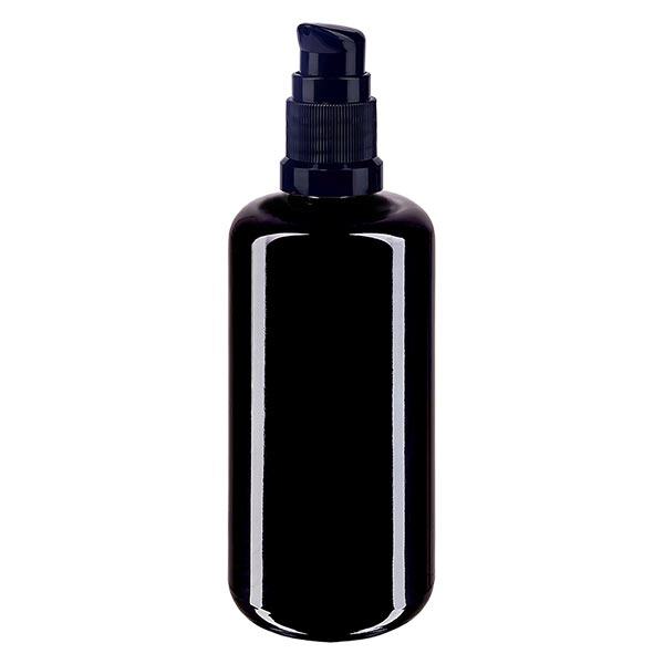 Lékárenská láhev violet 200ml uzávěr pumpy černá standardní Lékárenská láhev violet 200ml uzávěr pumpy černá standardní