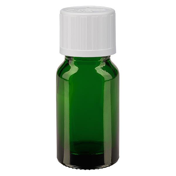 Lékárenská lahvička zelená 10ml šroubovací uzávěr bílý odolný proti otevření dětmi. Lékárenská lahvička zelená 10ml šroubovací uzávěr bílý odolný proti otevření dětmi.