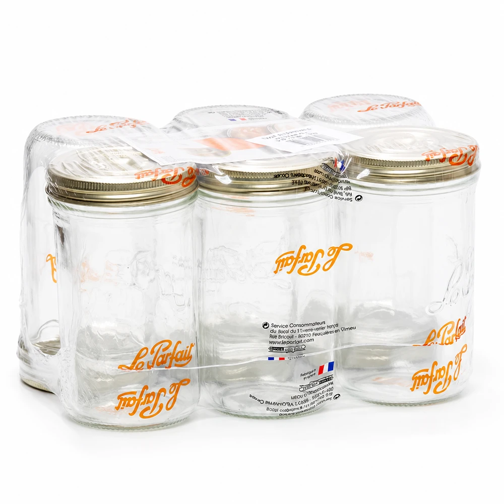 Le Parfait Sturzgläser 1020ml Familia Wiss mit 2-teiligem Deckelsystem im 6er Pack Einmachgläser aus Frankreich
