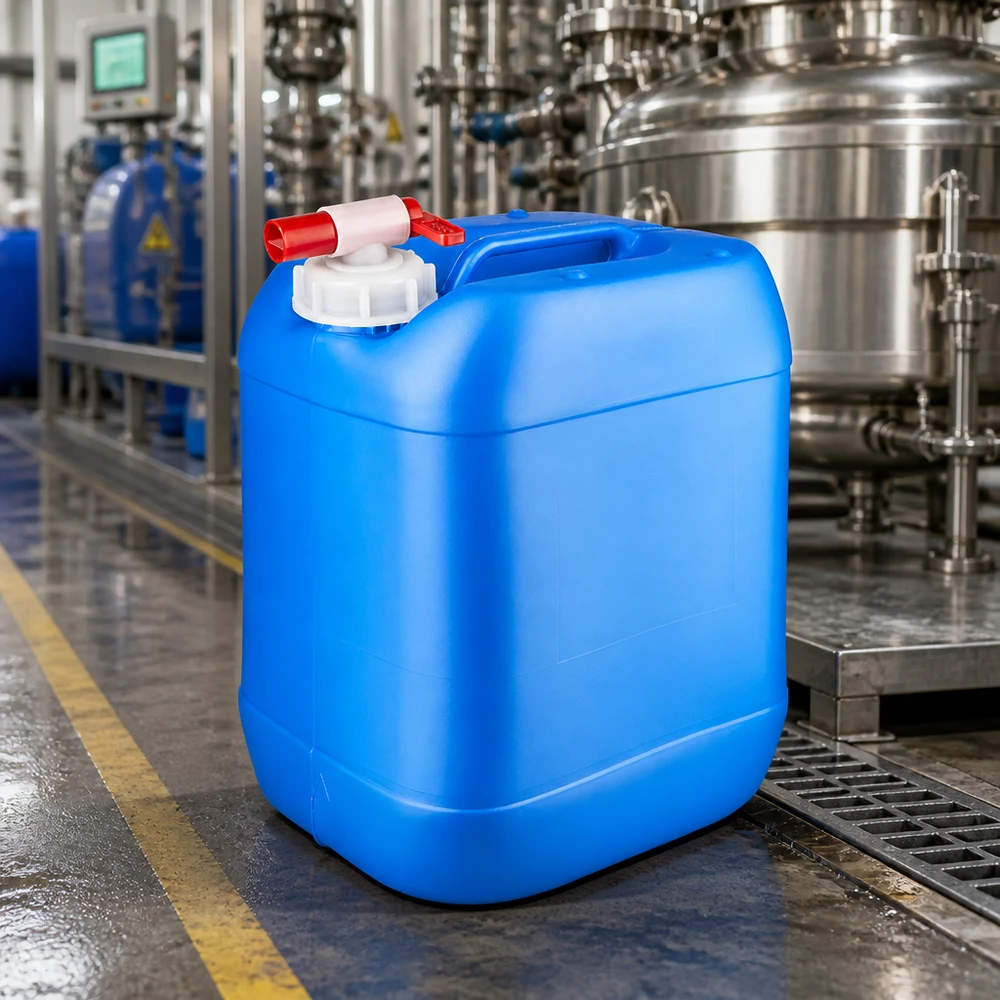 Kanystr 20 litrů modrý s vypouštěcím kohoutem Rechteckiger 20-Liter-Kanister blau mit Schraubverschluss und Zapfhahn für sichere Entnahme