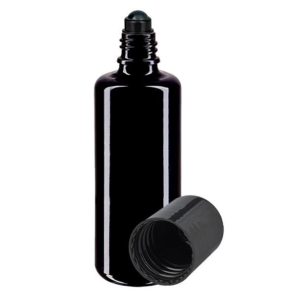 Lékárenská lahvička fialová 50ml roll-on uzávěr černý Lékárenská lahvička fialová 50ml roll-on uzávěr černý