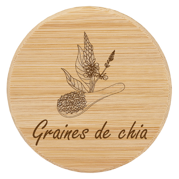 Couvercle en bois "graines de chia" pour WECK RR100 Couvercle en bois "graines de chia" pour WECK RR100