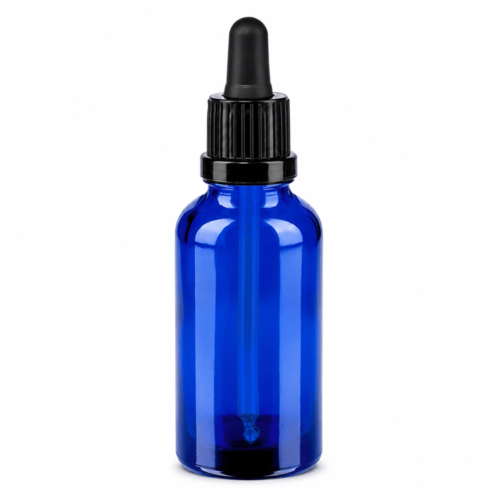 30ml pipetovací láhev černá se zajištěným uzávěrem BlueLine UT18/30 Hochwertige 30ml Pipettenflasche blau mit schwarzem Verschluss OV BlueLine UT18/30