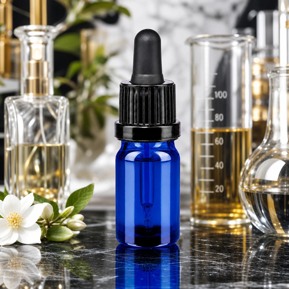 5ml pipetovací láhev černá s tamper-evidentním uzávěrem BlueLine UT18/5 Handliche 5ml Pipettenflasche aus hochwertigem blauen Borosilikatglas OV BlueLine UT18/5