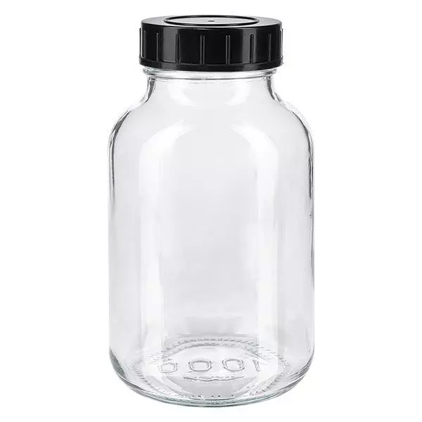 1000ml láhev se širokým hrdlem čiré sklo se šroubovacím uzávěrem