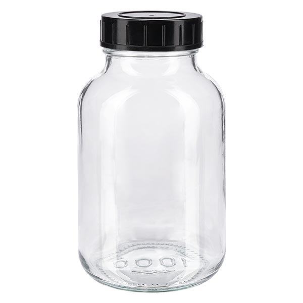 1000ml láhev se širokým hrdlem čiré sklo se šroubovacím uzávěrem 1000ml láhev se širokým hrdlem čiré sklo se šroubovacím uzávěrem