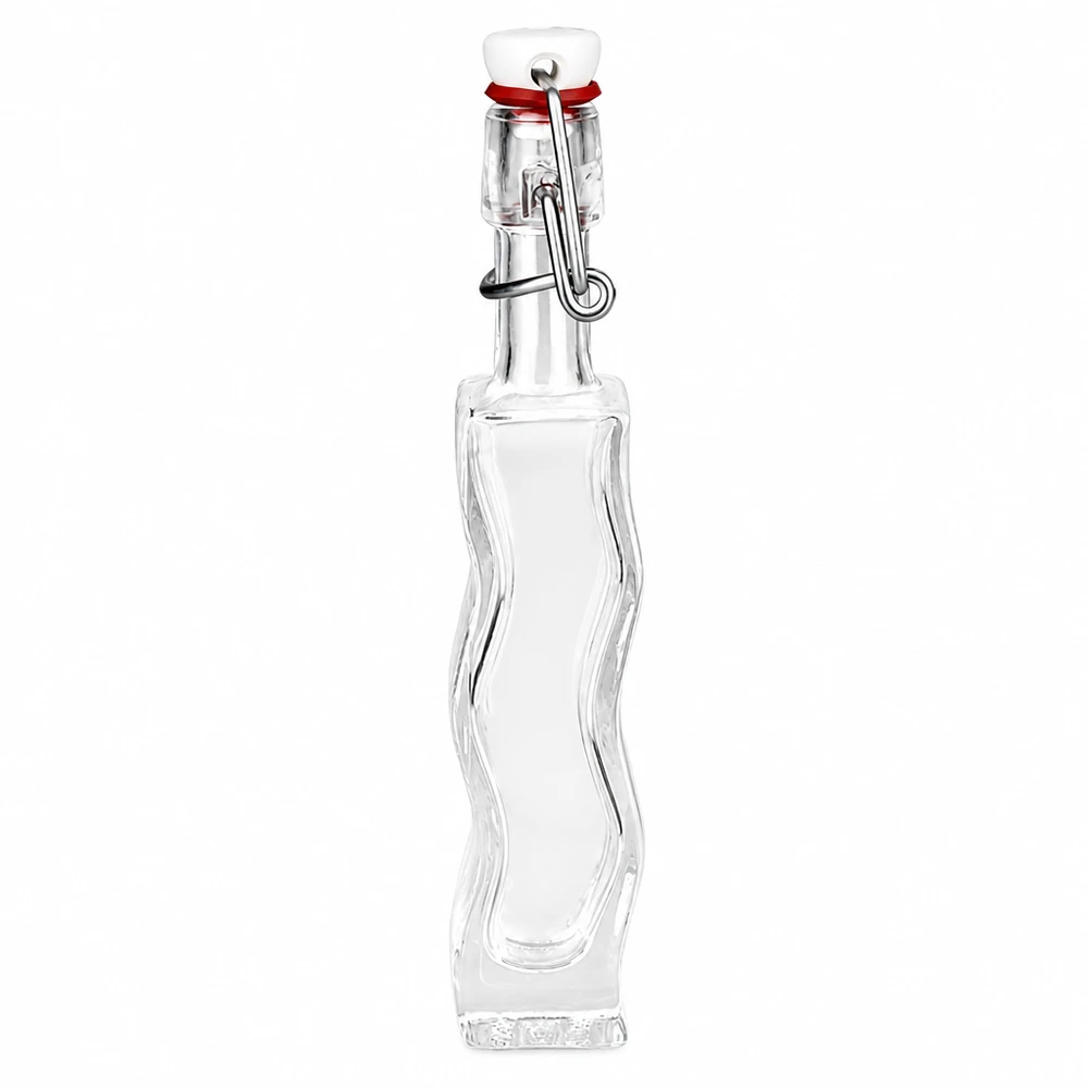 40ml Glasflasche "Anna" mit PVC Bügelverschluss UNiTWIST 40ml Glasflasche Anna mit transparentem Glas und weißem PVC Bügelverschluss UNiTWIST, geschwungene Form