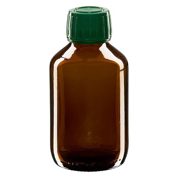 150ml lahvička na léky hnědá, uzávěr zelený s kroužkem proti neoprávněné manipulaci ApoGlas 150ml lahvička na léky hnědá, uzávěr zelený s kroužkem proti neoprávněné manipulaci ApoGlas