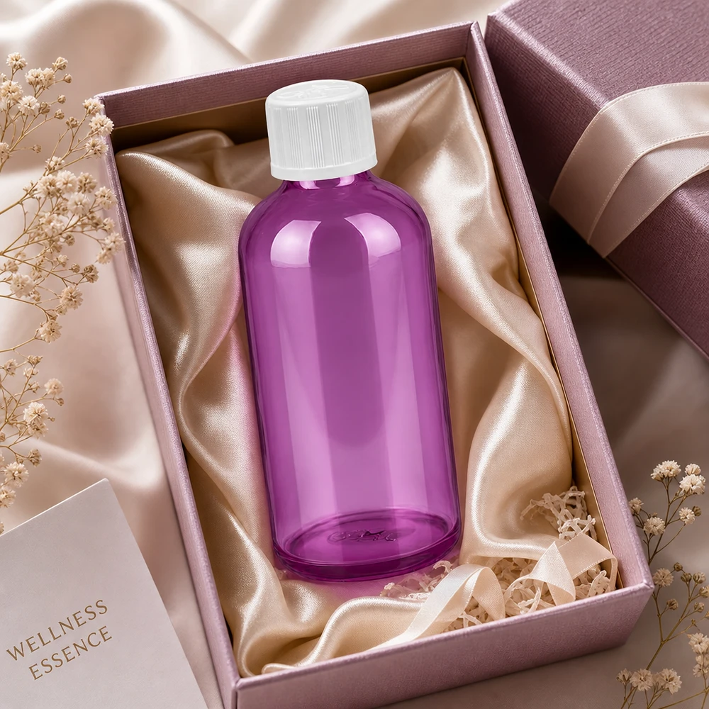 100ml lahvička s kapátkem 1,2mm bílé standardní dětské pojistky PurpleLine. UT18/100 Vielseitige Purple Tropfflasche 100ml mit Kindersicherung perfekt für DIY Kosmetikherstellung
