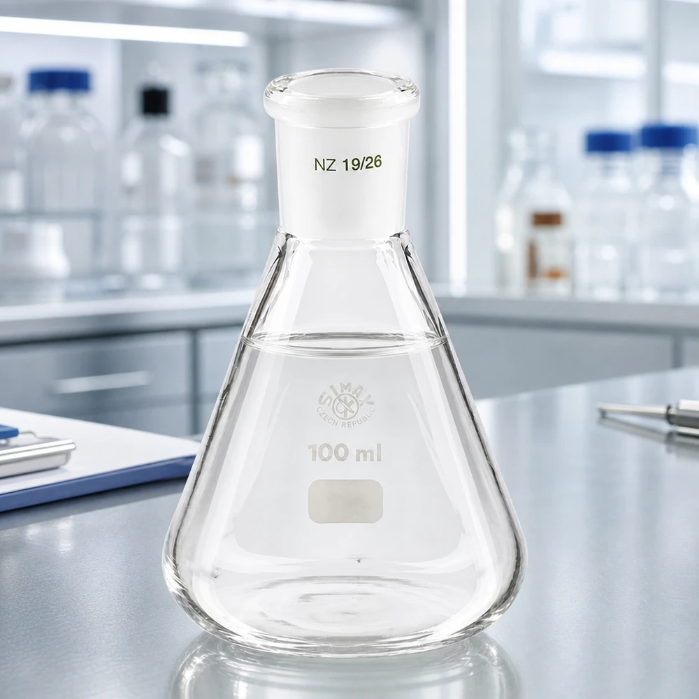 Erlenmeyerova baňka 100 ml se standardním broušeným spojem (19/26) Erlenmeyerova baňka 100 ml se standardním broušeným spojem (19/26)