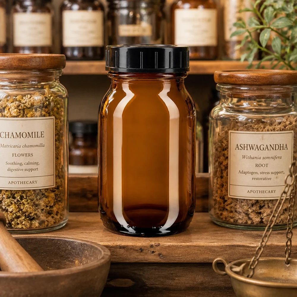 Vielseitige 100ml Vorratsdose aus Braunglas mit Schraubverschluss für Labor und Küche