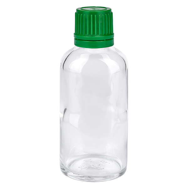 50ml láhev 11mm šroubovací uzávěr zelený tamper-evidentní uzávěr ClearLine UT18/50 50ml láhev 11mm šroubovací uzávěr zelený tamper-evidentní uzávěr ClearLine UT18/50