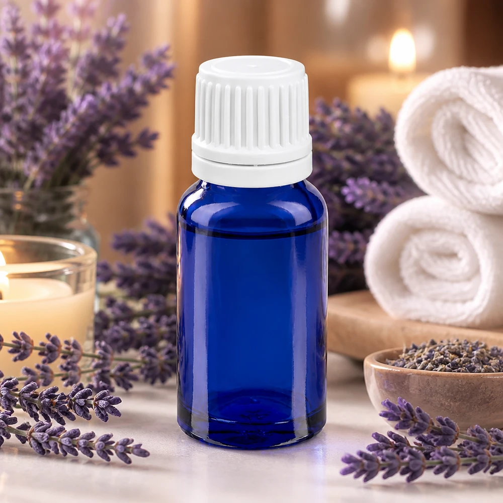 Elegante BlueLine Tropfflasche 10ml aus UV-schützendem blauem Glas für empfindliche Substanzen
