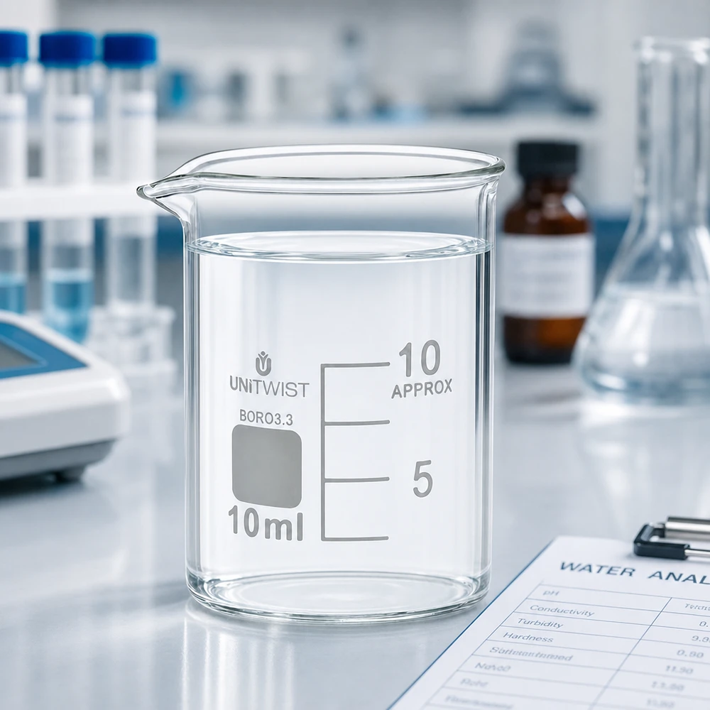 Kádinka 10 ml borosilikátová, nízká forma UNiTWIST Becherglas niedrige Form 10ml Borosilikat mit Ausguss und präziser ml-Graduierung von UNiTWIST