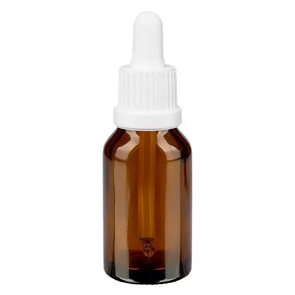 Lékárenská láhev hnědá 30ml pipeta bílý tamper evident uzávěr