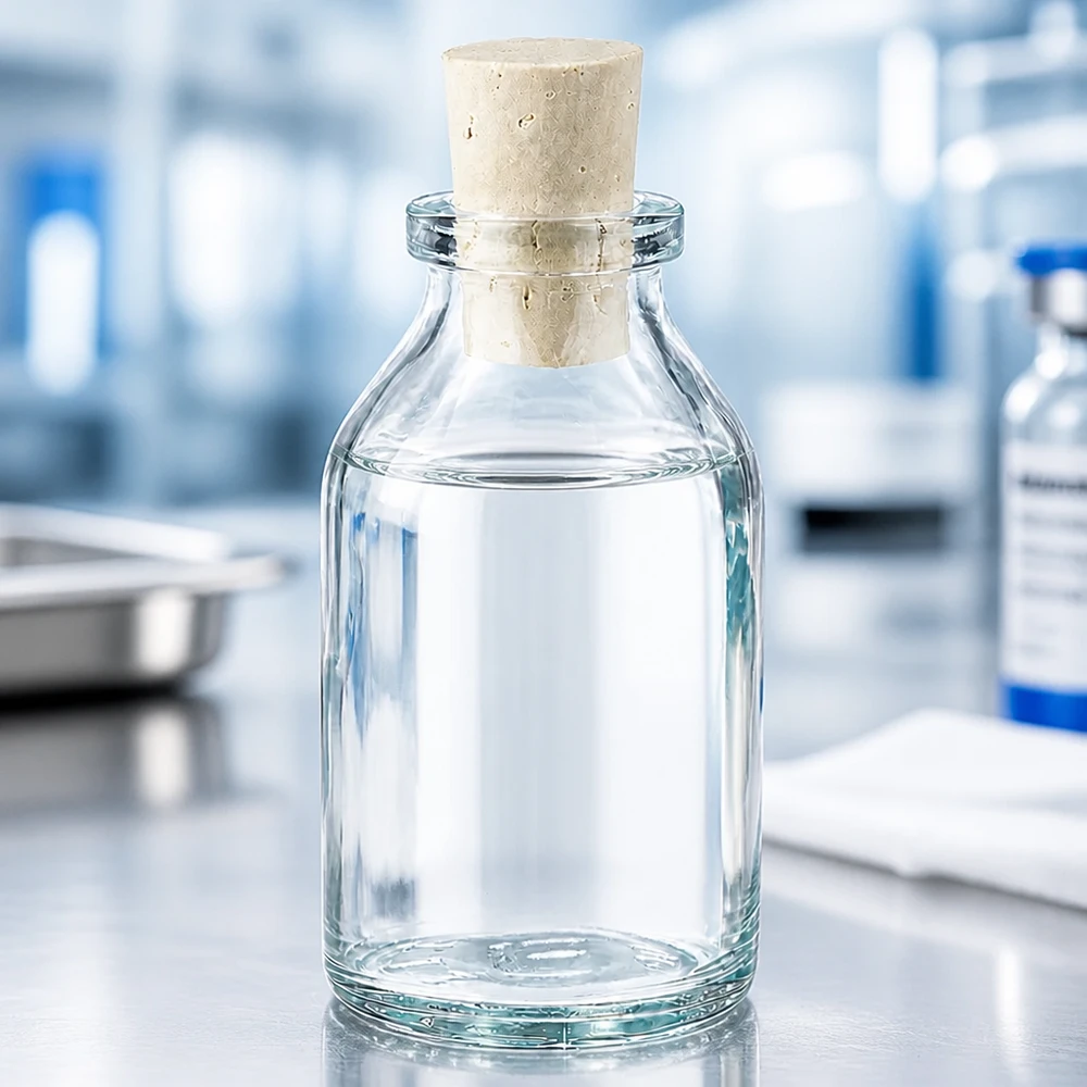 Láhev z čirého skla 20ml se zátkou 11/14mm Kompakte Glasflasche 20ml mit Korken für Öle Tinkturen und Laborflüssigkeiten