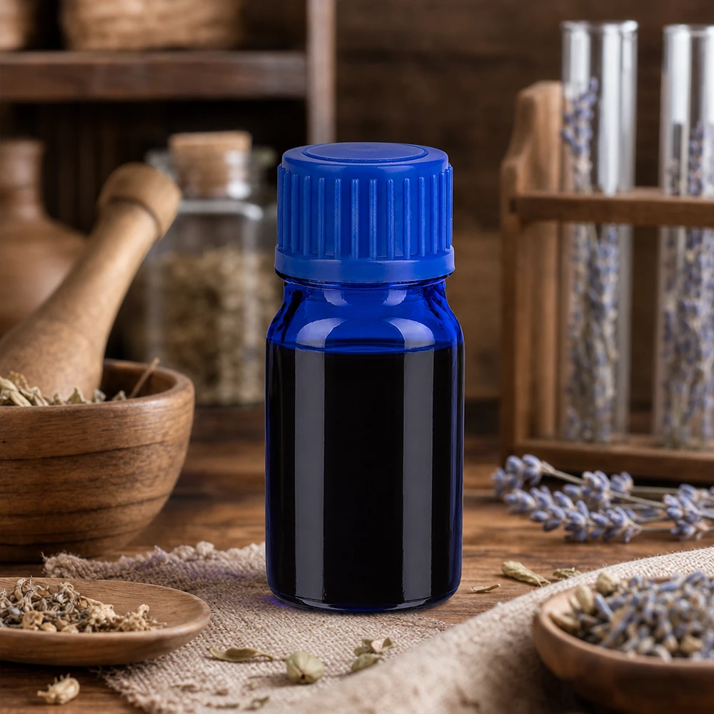5ml láhev 11mm šroubovací uzávěr modrý Standard BlueLine UT18/5 Vielseitige 5ml Probenflasche aus Spezialglas für Kosmetik Parfum und therapeutische Öle