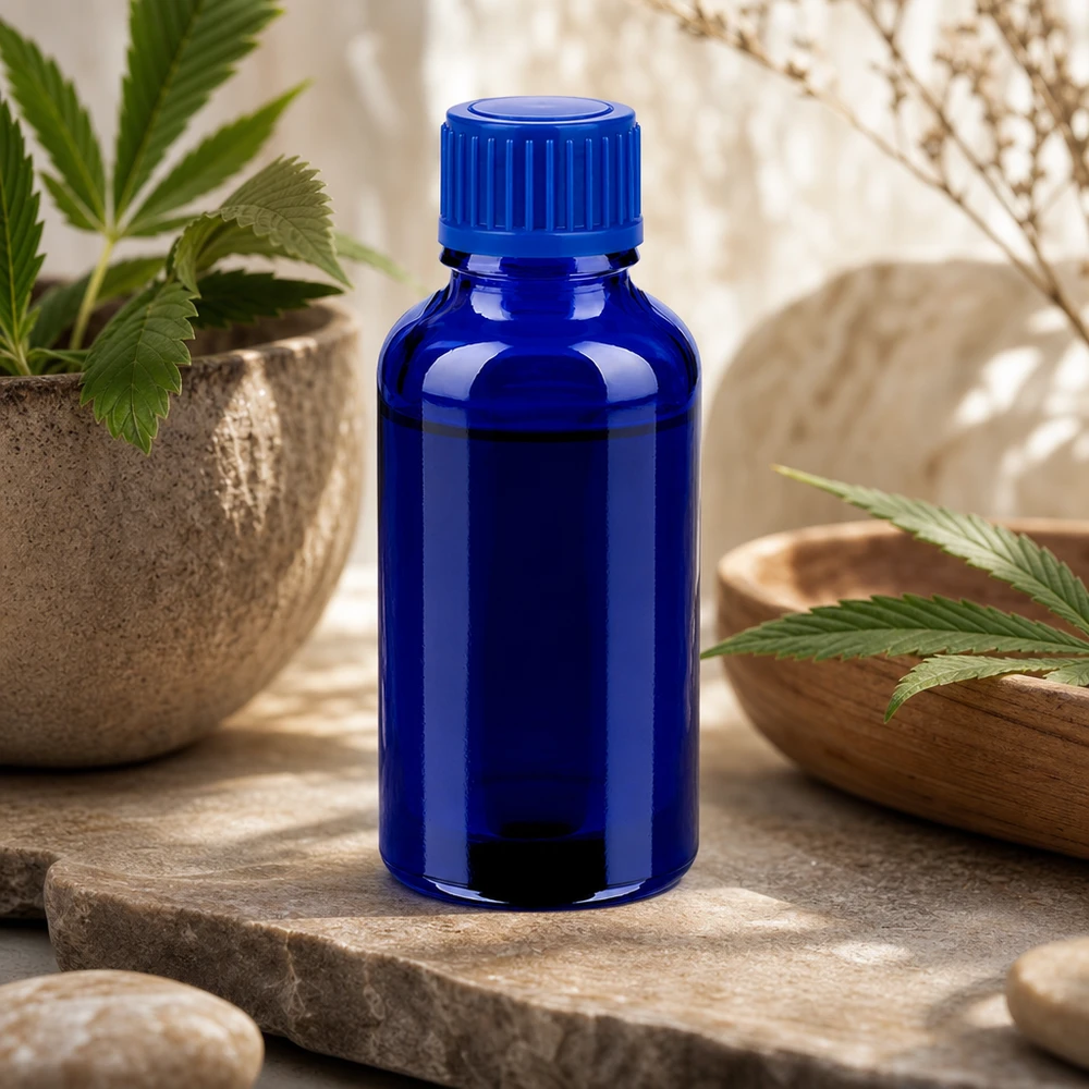 Vielseitige blaue 30ml Glasflasche für DIY-Kosmetik Parfüm und natürliche Heilmittel
