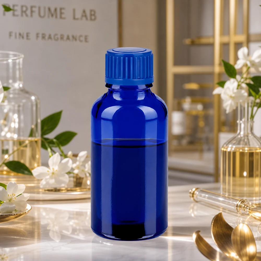 30ml láhev s 11mm šroubovacím uzávěrem modrá Standard BlueLine UT18/30 Elegante blaue 30ml Flasche mit Standard-Verschluss für DIY-Kosmetik und Mischungen