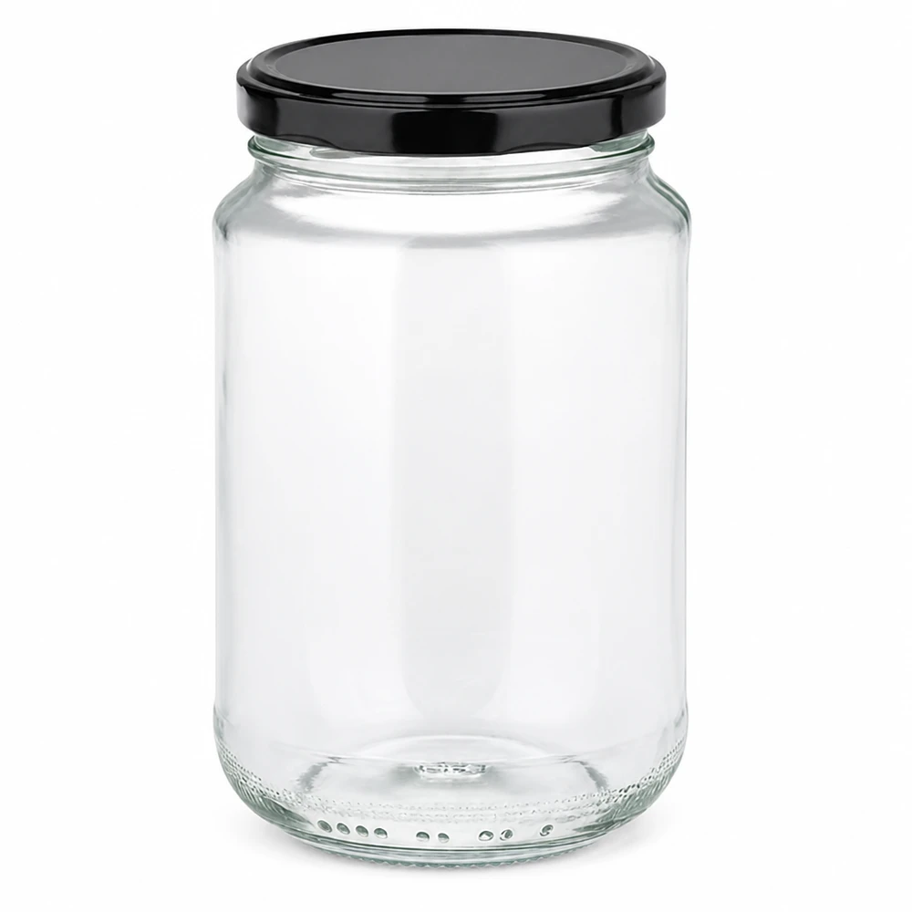 375ml Rundglas mit schwarzem BasicSeal Deckel UN Verschluss leer transparent Einmachglas Vorratsglas
