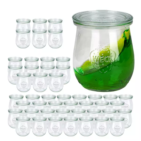 Sada 48 tulipánových sklenic Weck 220 ml se 48 skleněnými víčky. Sada 48 tulipánových sklenic Weck 220 ml se 48 skleněnými víčky.