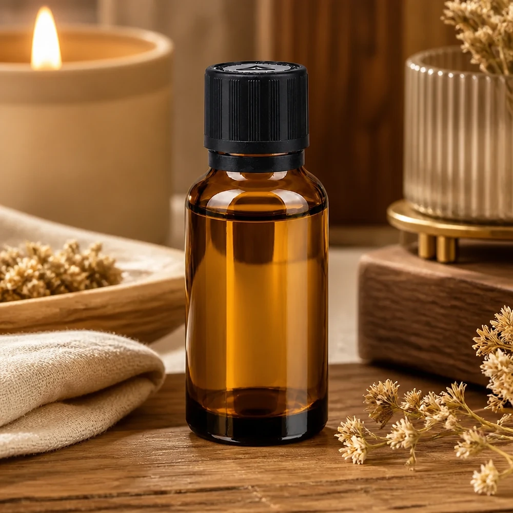 Lékárenská láhev hnědá 20ml kapátko nalévací kroužek 1mm černá dětská pojistka slepý výstražný symbol tamper evidentní uzávěr. Apotheken Tropfflasche 20ml Braunglas mit 1mm Einsatz und schwarzem Sicherheitsdeckel Nahaufnahme
