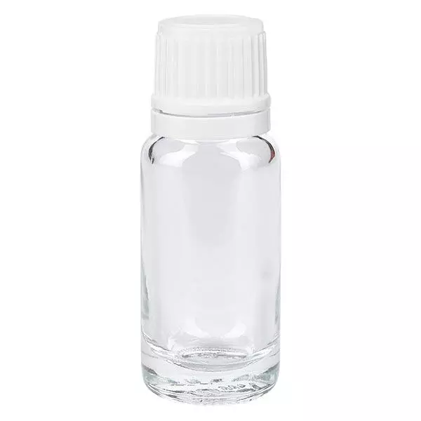 Lékárenská lahvička čirá 10ml šroubovací uzávěr bílý uzávěr proti neoprávněné manipulaci. Lékárenská lahvička čirá 10ml šroubovací uzávěr bílý uzávěr proti neoprávněné manipulaci.